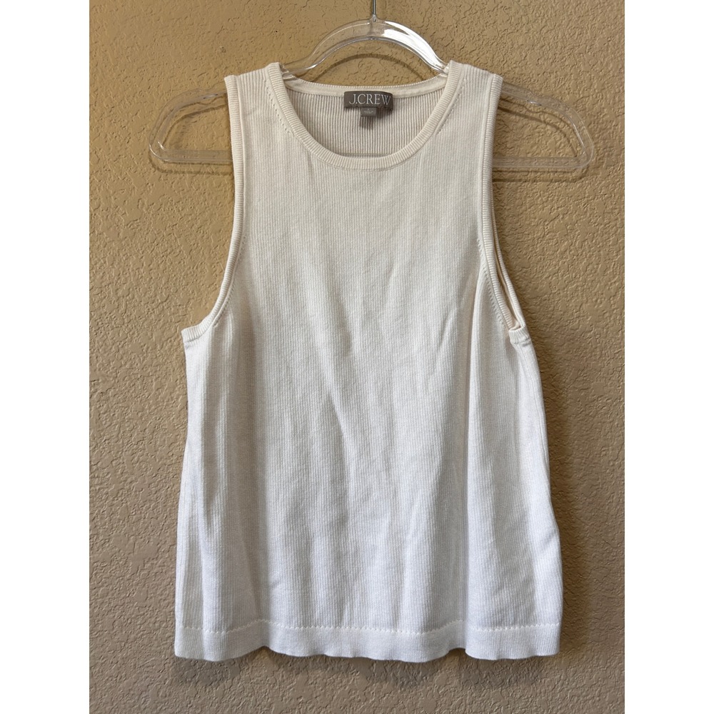 J.Crew Large Ribbed Silk Blend Sweater Tank Top Ivory Cream Minimalist Luxury